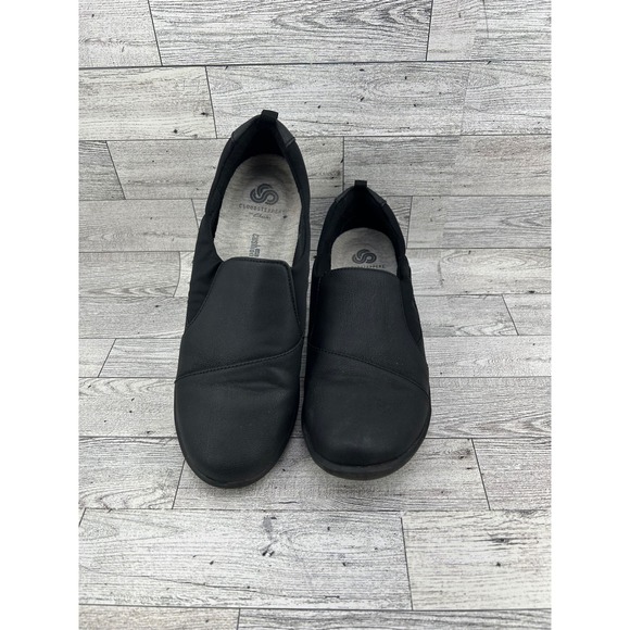Clarks Cloudsteppers Black Slip On Comfort Loafer Shoes Womens Size 7.5 M - Picture 1 of 12